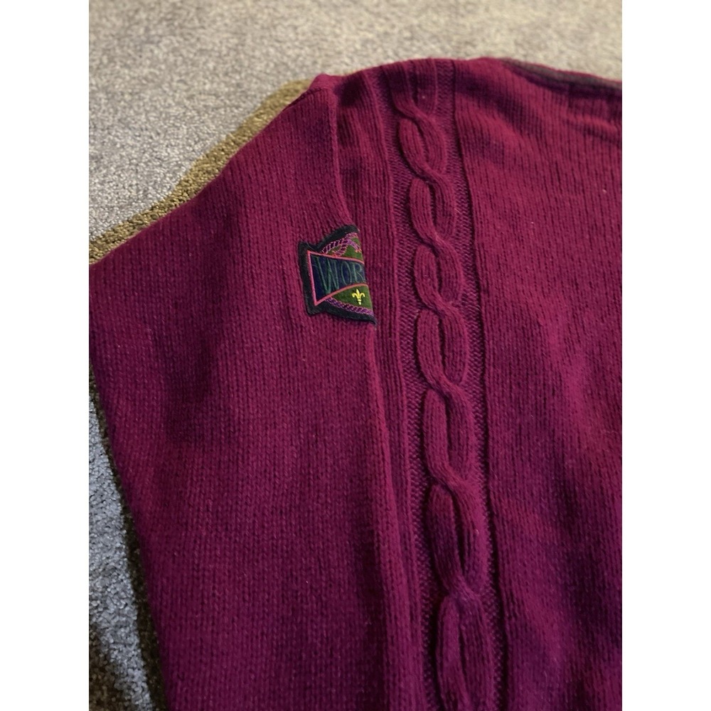 VTG 90s Gap Shetland Wool Grandpa Cardigan Sweater Burgundy Maroon Mens M - Picture 8 of 10